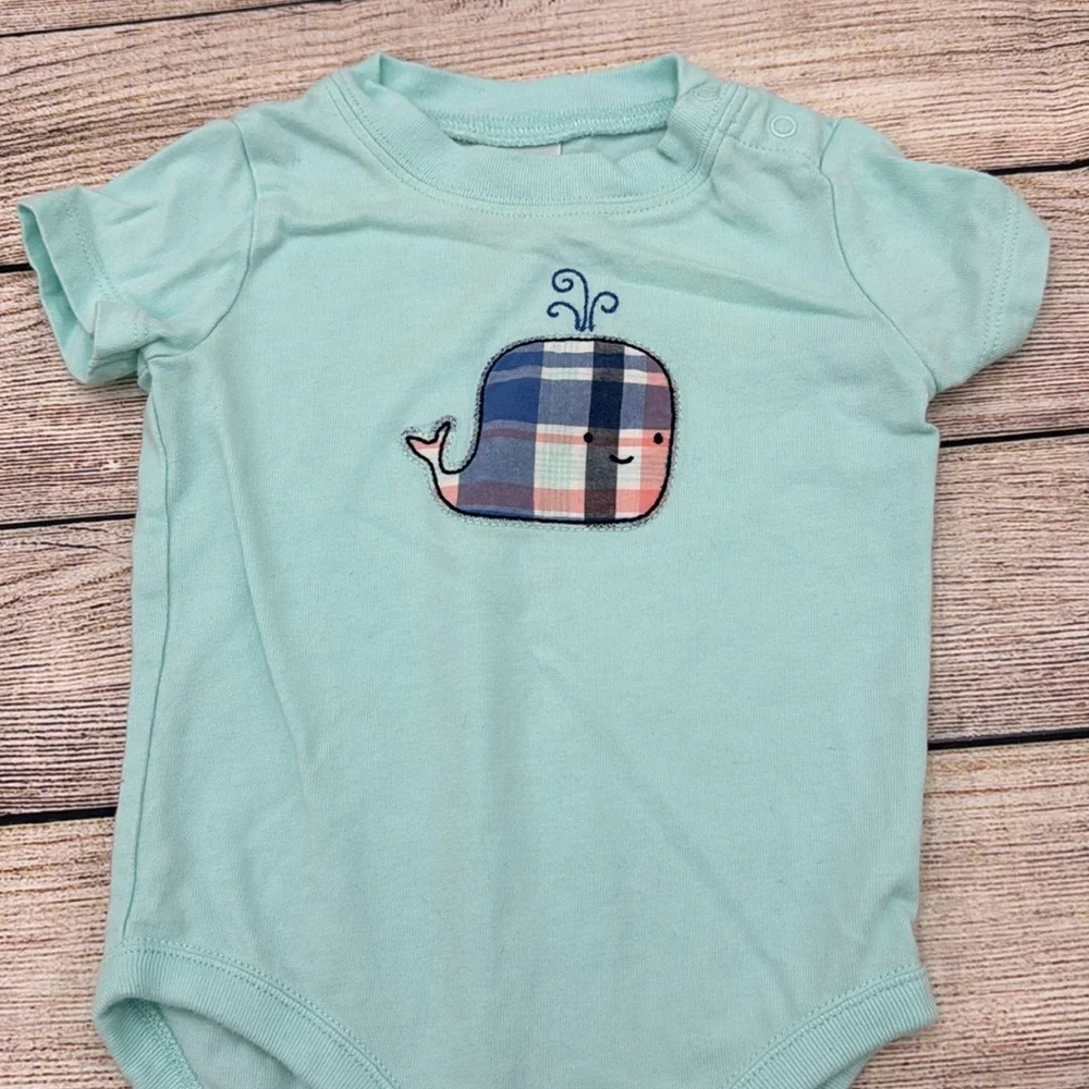 Gymboree Whale Aqua Onesie Size 3-6 Months